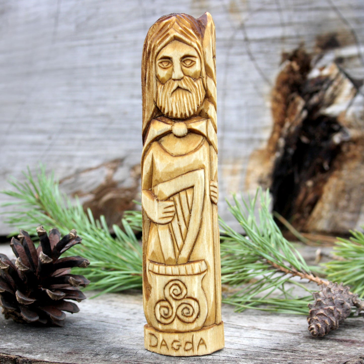 Dagda Celtic god 15cm hand-carved wooden figurine from Celtic altar set