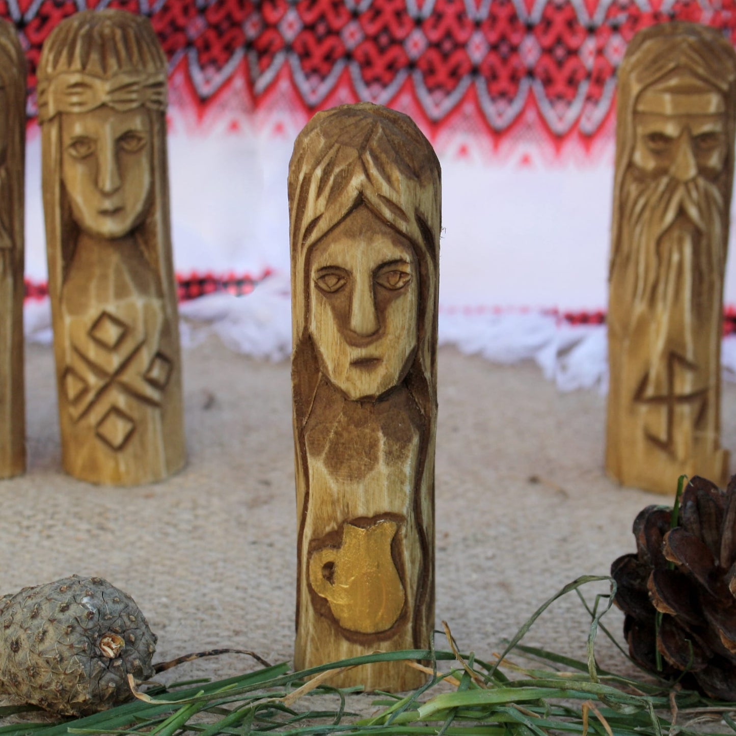 Dana Slavic goddess hand-carved wooden statue 10 cm