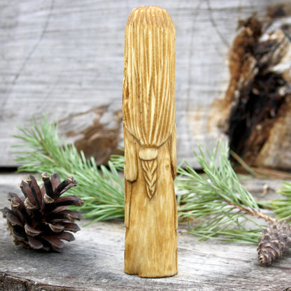 Goibhniu Celtic god of smithing 15cm hand-carved wooden statue back view