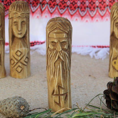 Hors Slavic god hand-carved wooden statue 10 cm