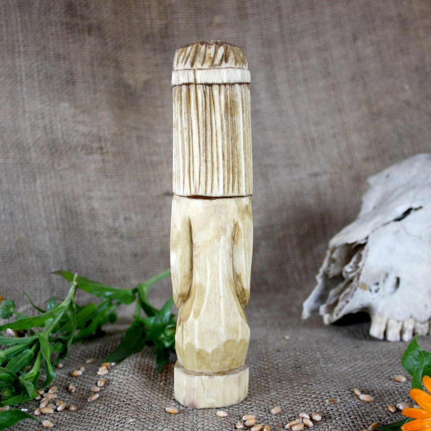 Back view of Lada Slavic wooden idol 18 cm