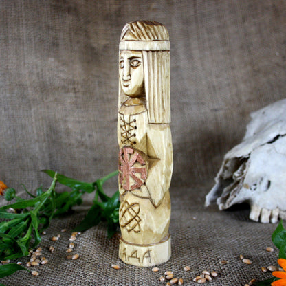 Left side of Lada Slavic wooden idol 18 cm