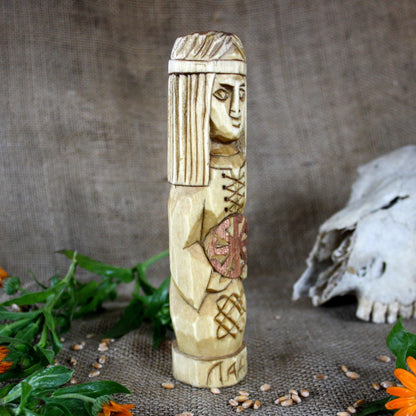 Right side of Lada Slavic wooden idol 18 cm