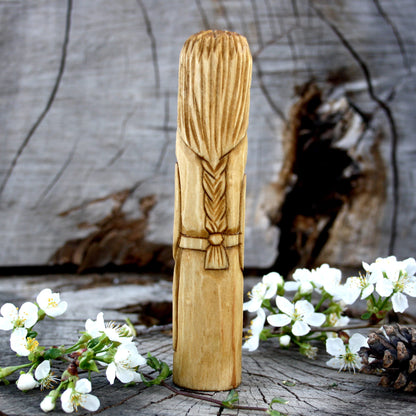 Luchtaine Celtic god 15cm hand-carved wooden statue back view