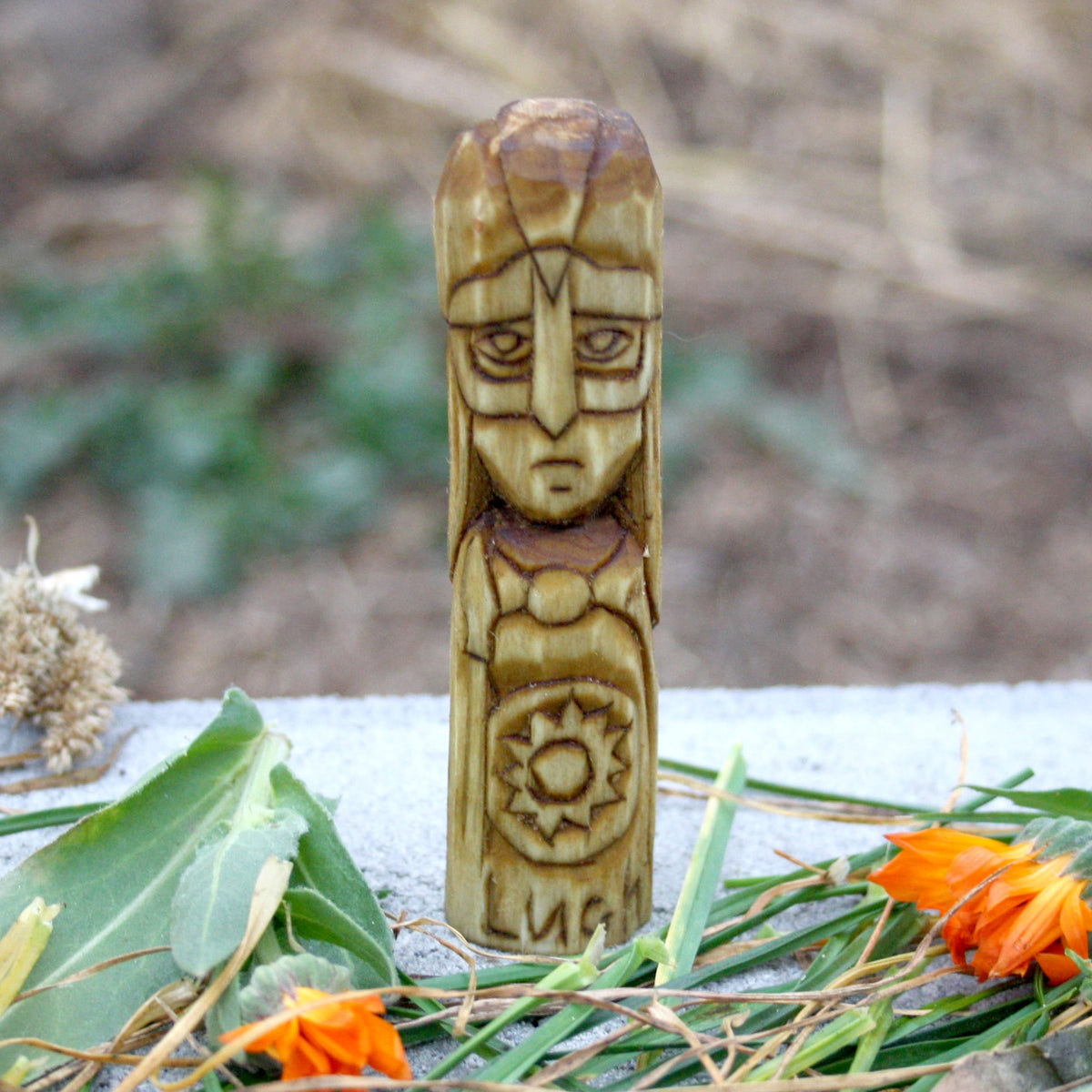 10 cm hand-carved Lugh wooden figure inspired by Irish Celtic mythology