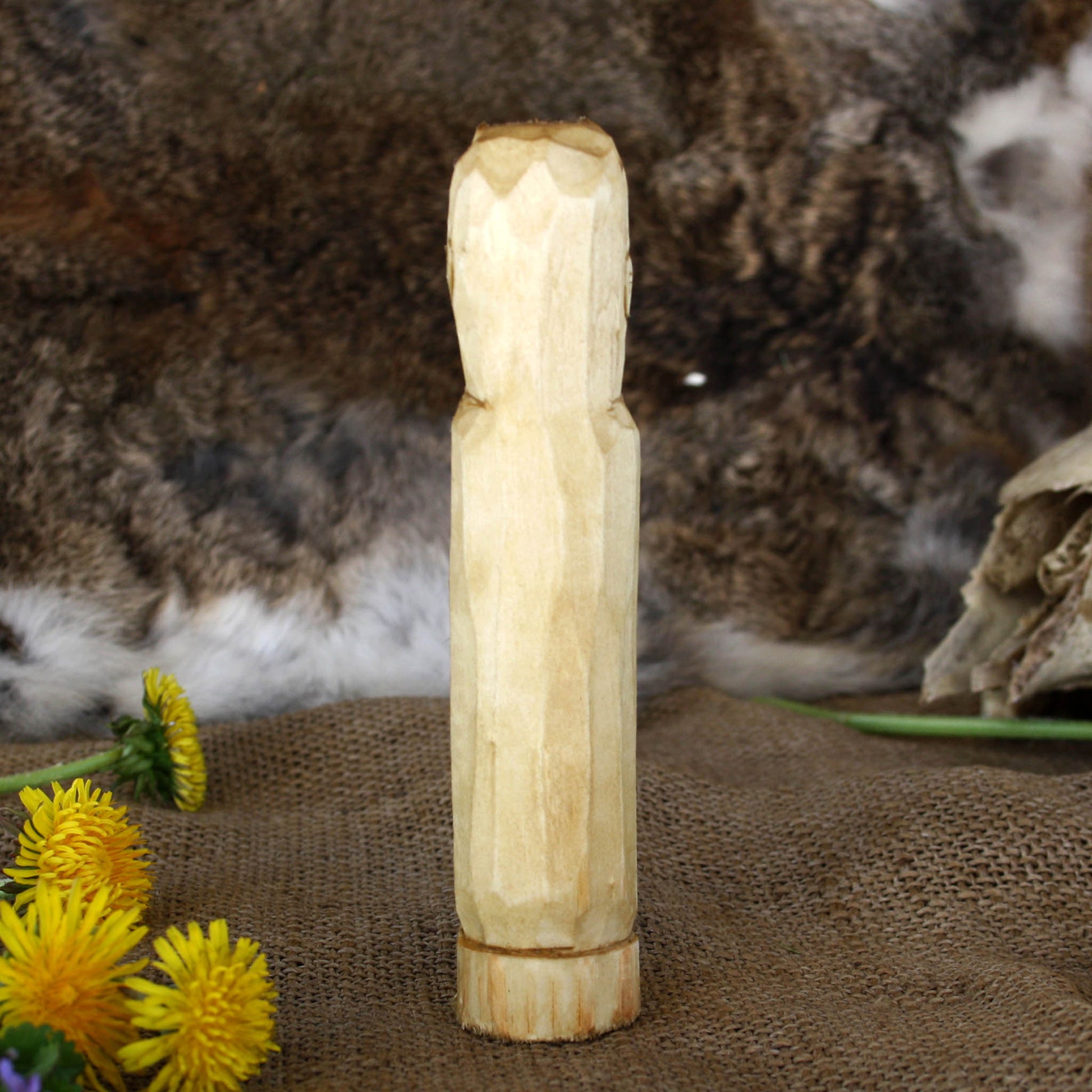 Mimir wooden statue 15 cm back view natural wood Norse mythology carving