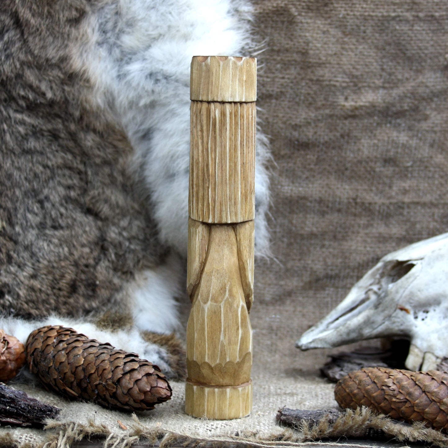 Back view of Morana Slavic wooden idol 18 cm