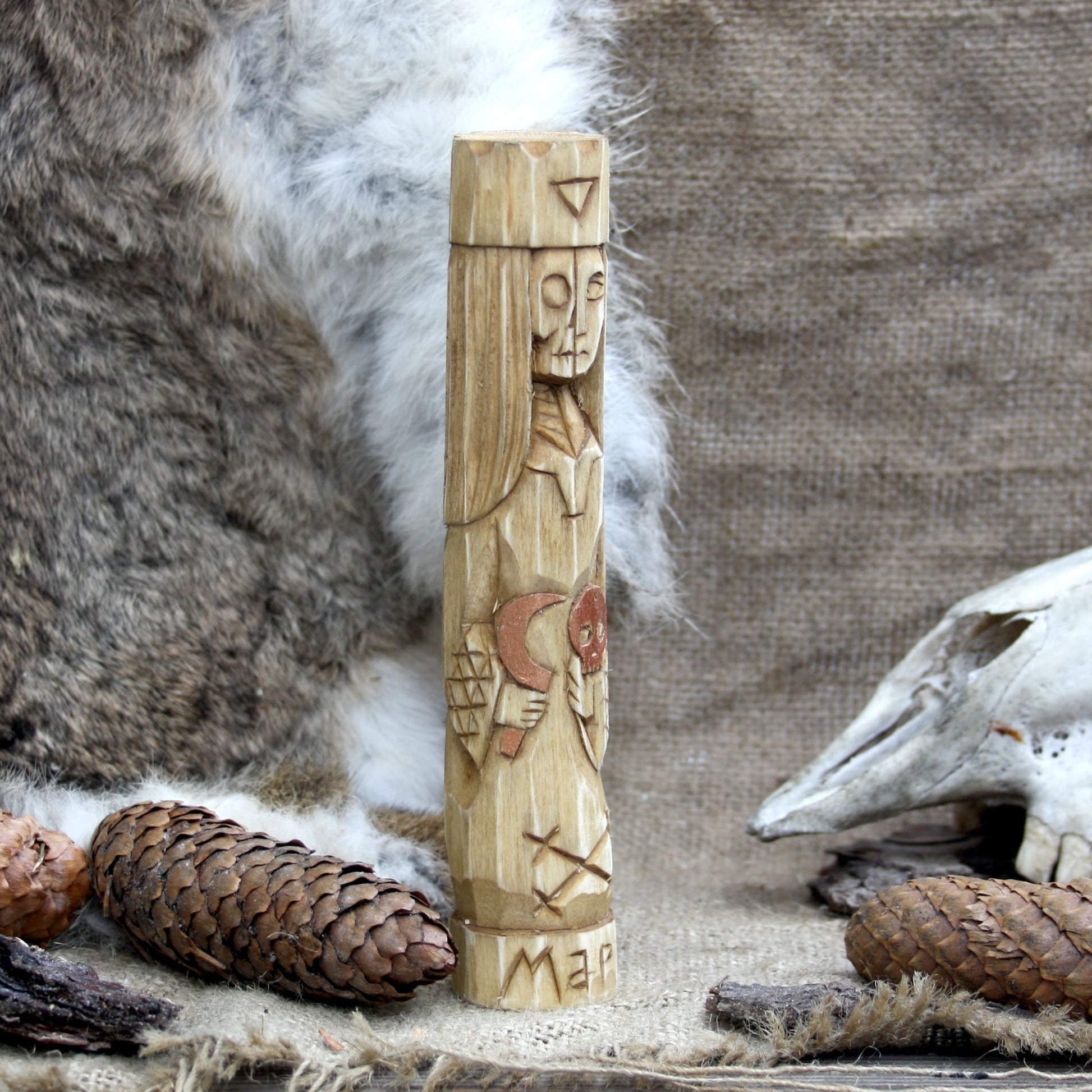 Right side of Morana Slavic wooden idol 18 cm