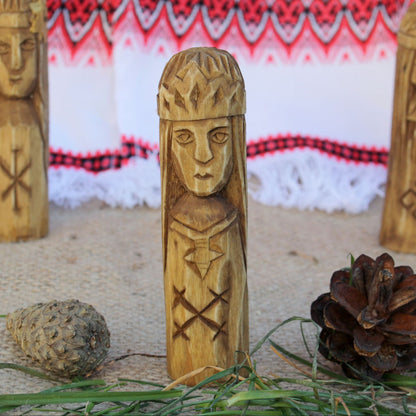 Morana small Slavic goddess wooden idol 10 cm hand carved from linden wood