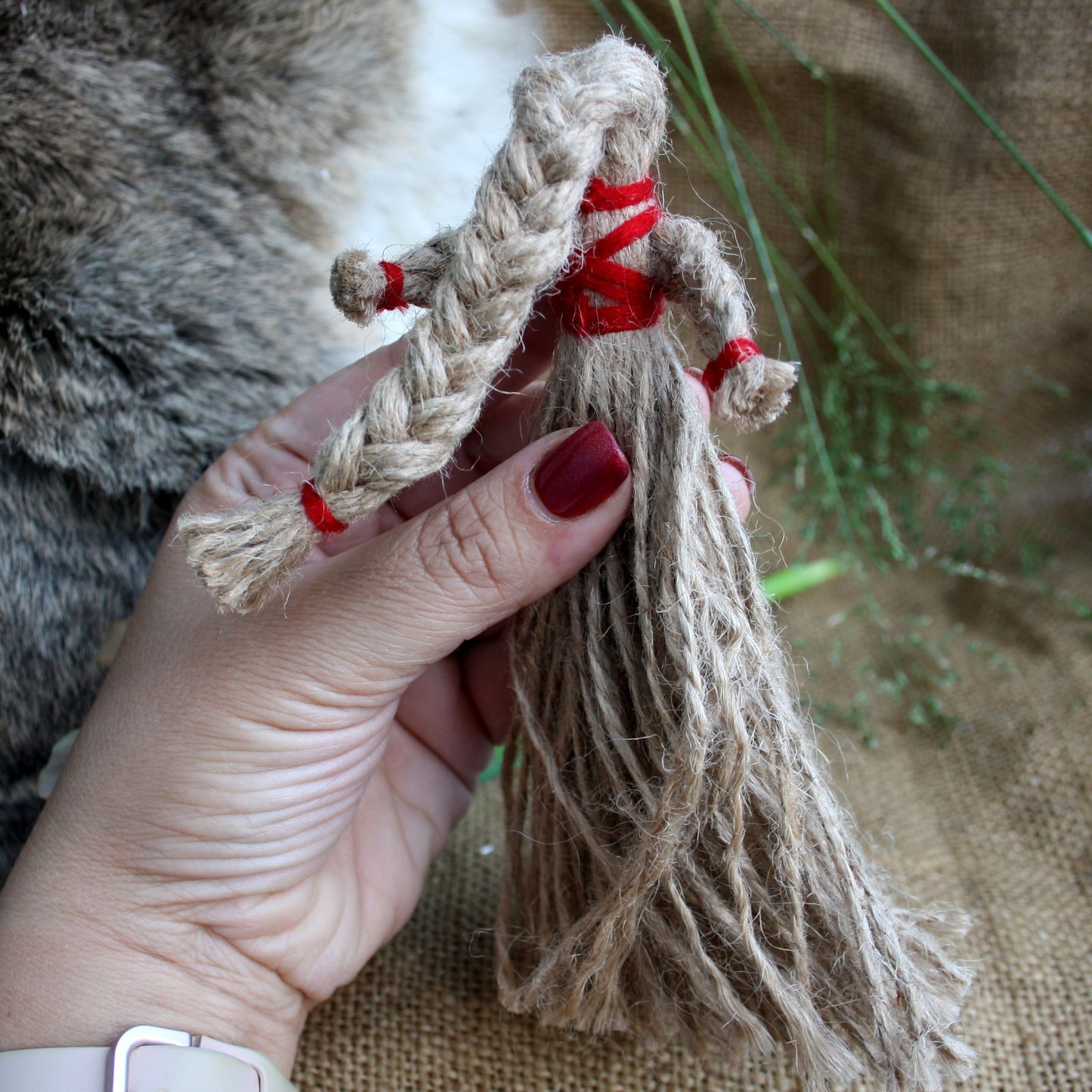 Back view of handmade Ukrainian Motanka Doll