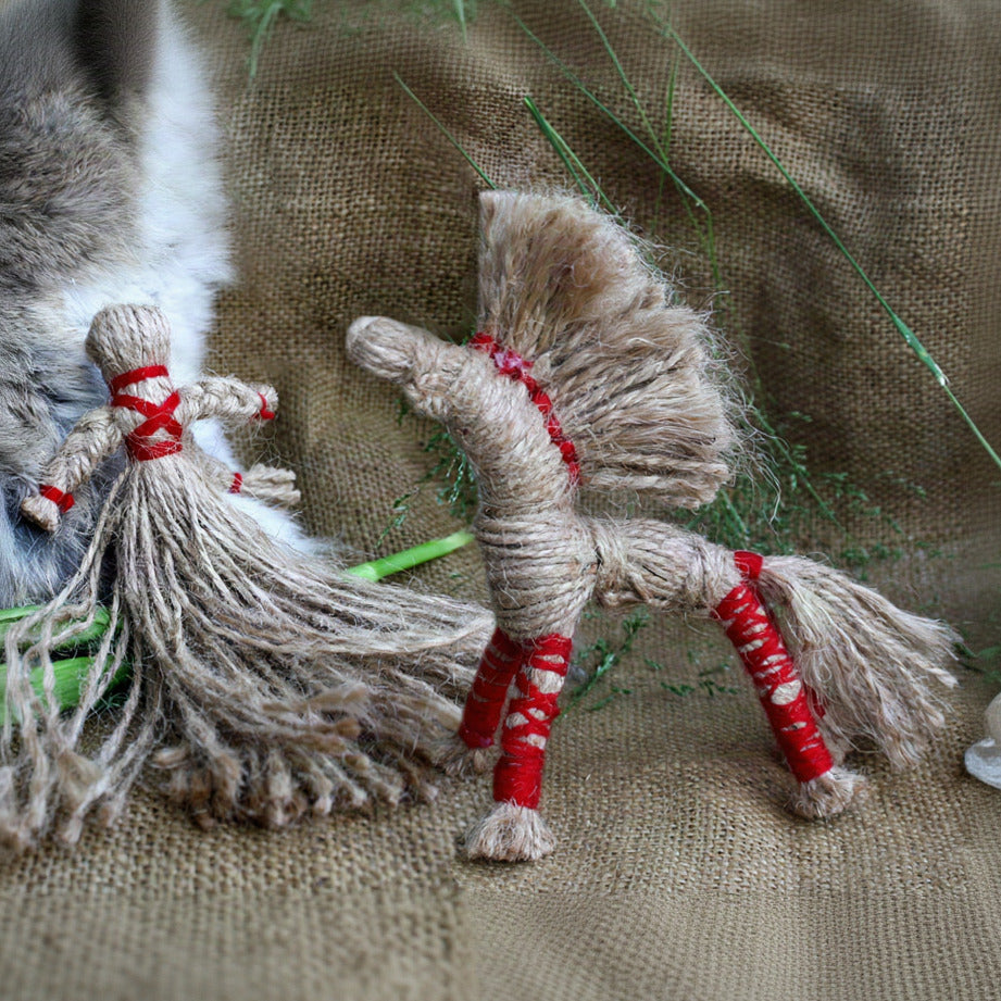 Handmade Ukrainian Motanka Doll displayed to show its size