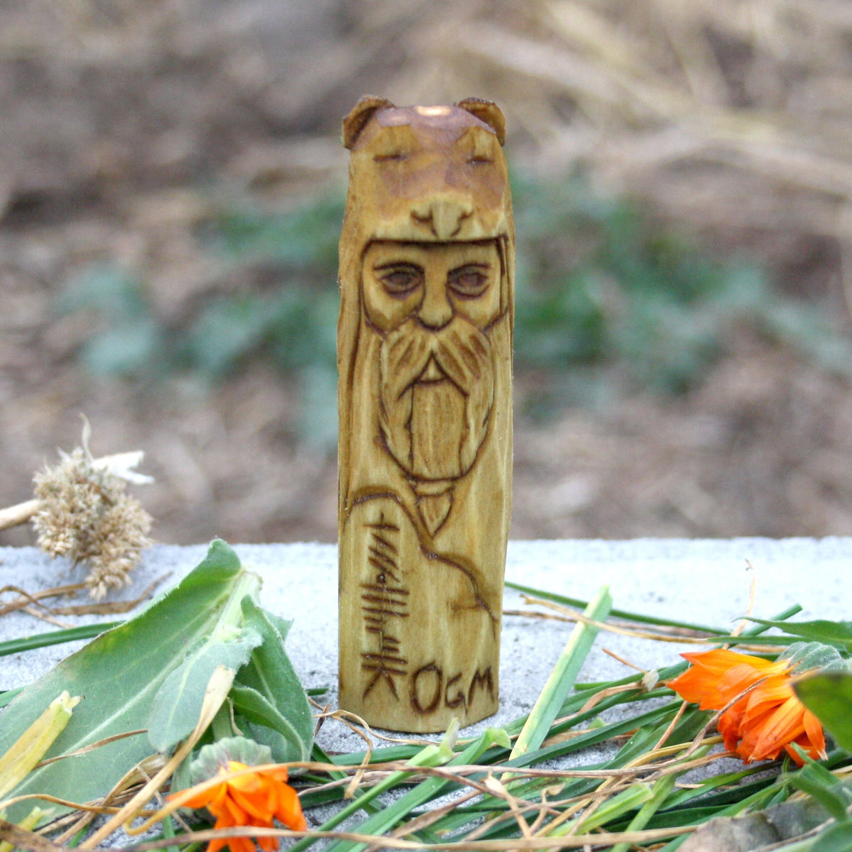10 cm hand-carved wooden Ogma figurine from the Irish mythology collection