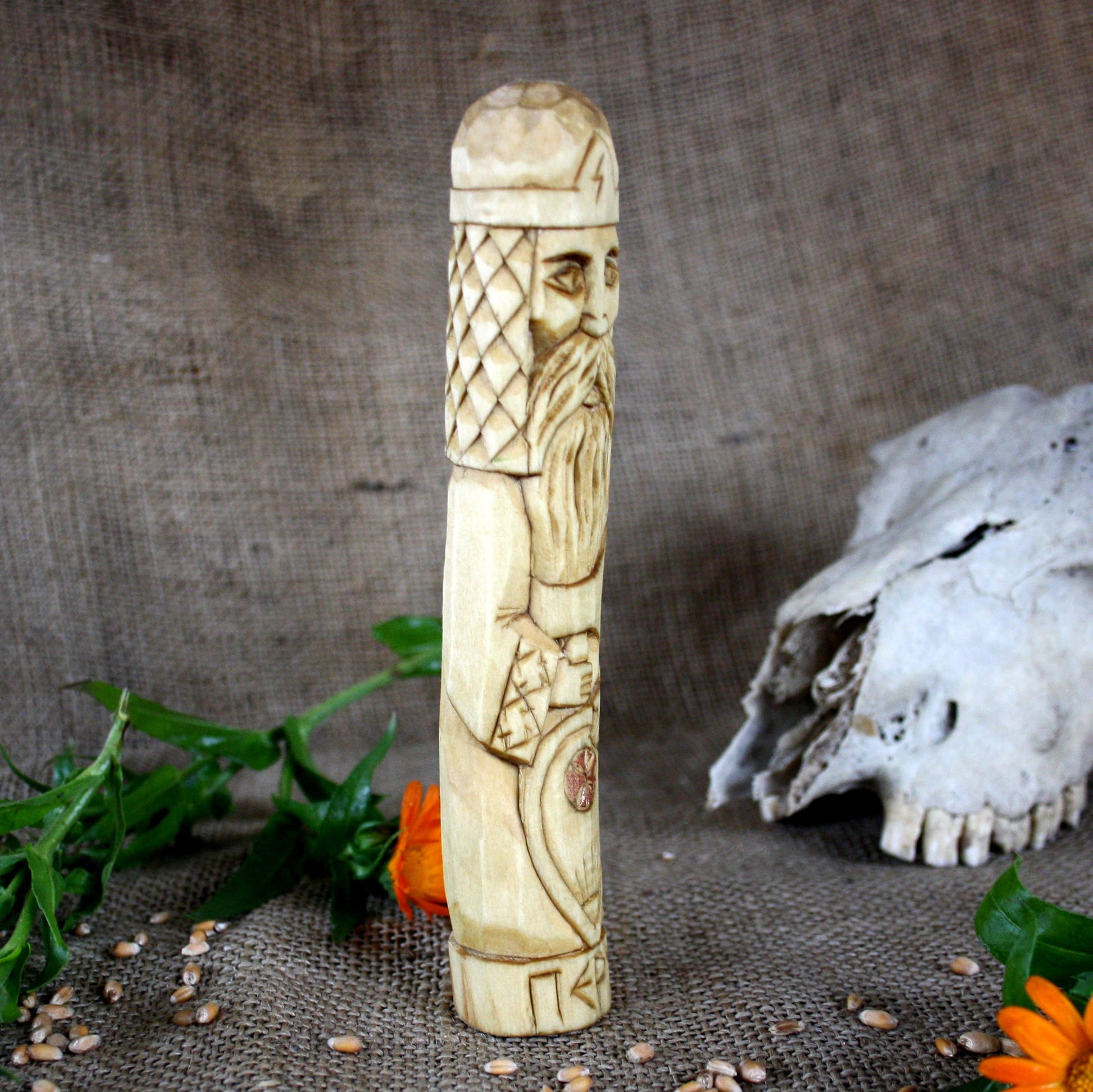 Right side of Perun Slavic wooden idol 18 cm
