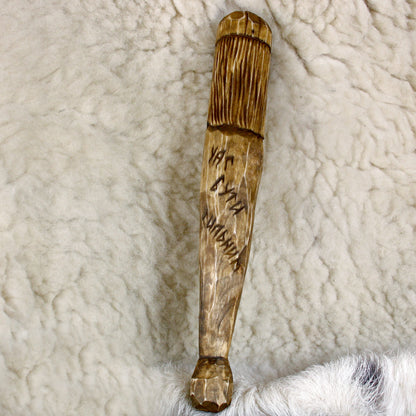 Back view of handmade Perun wooden staff