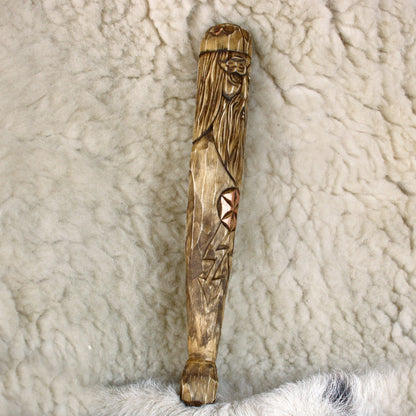 Left sde profile of hand carved Perun walking stick