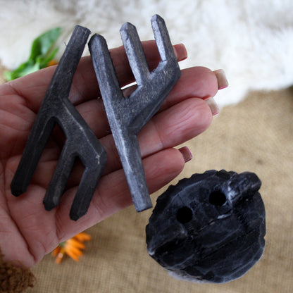 removable wooden horns for Veles dark Slavic wooden idol 20 cm