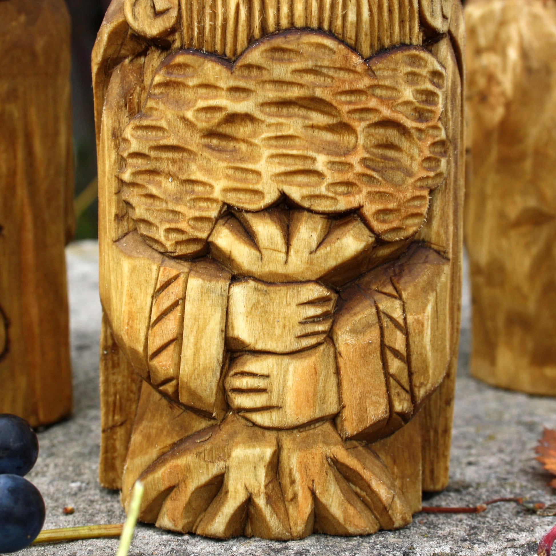 Rod Slavic god hand carved wooden figurine 16–17 cm detail