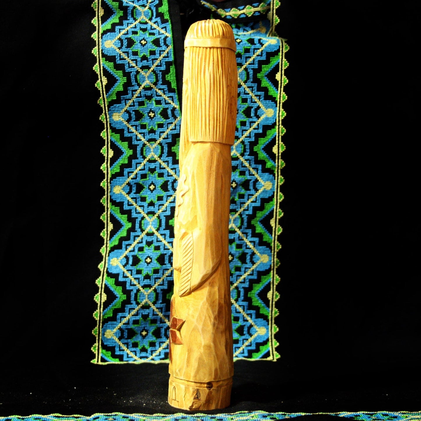 Left side of Rod Slavic God wooden idol handcrafted from linden wood