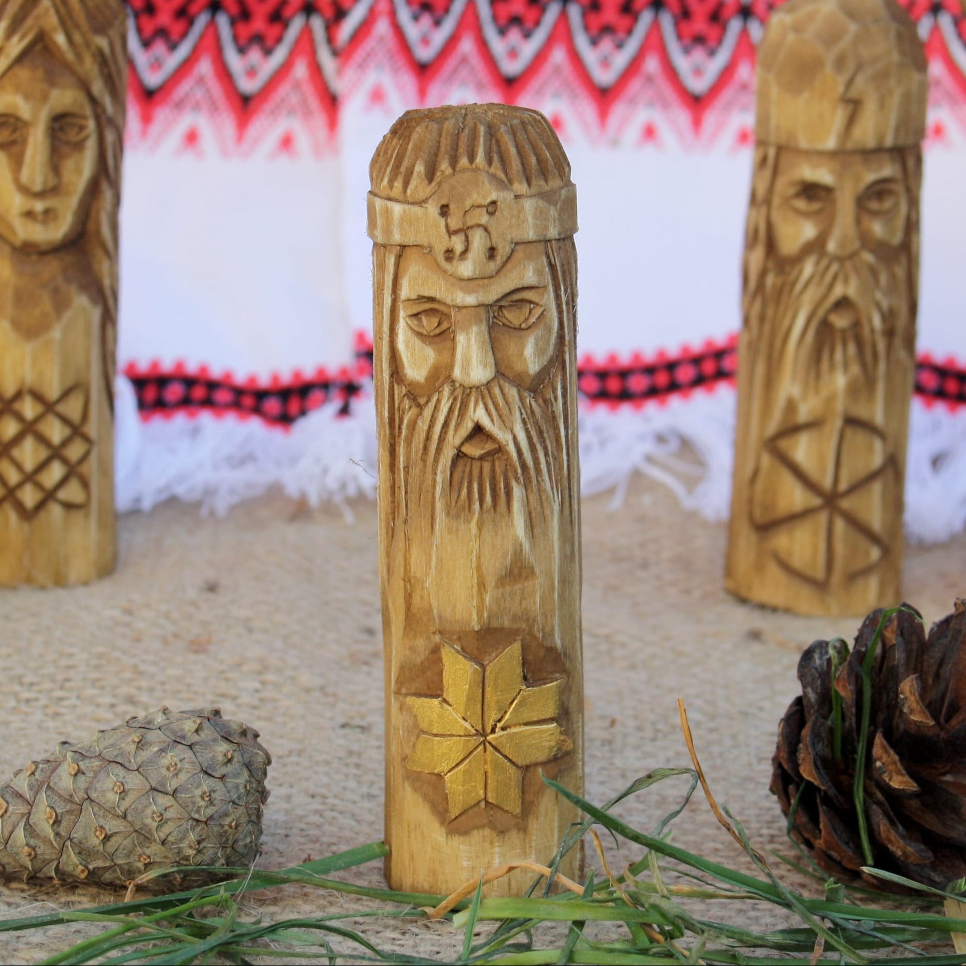 Rod small Slavic god wooden idol 10 cm hand carved from linden wood