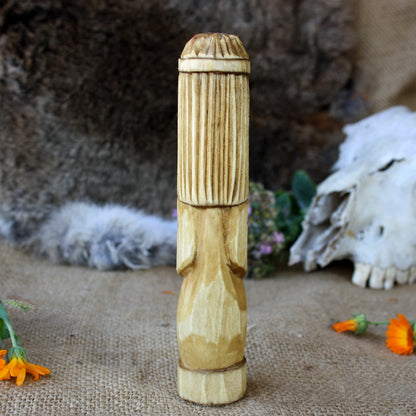 Slavic goddess Morana wooden statue back view Slavic mythology carving