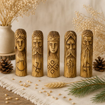 Hand-carved Slavic gods 10 cm wooden statue
