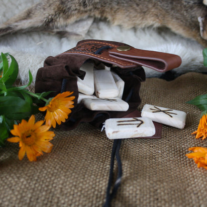 Slavic wooden rune divination set for meditation and spiritual practice