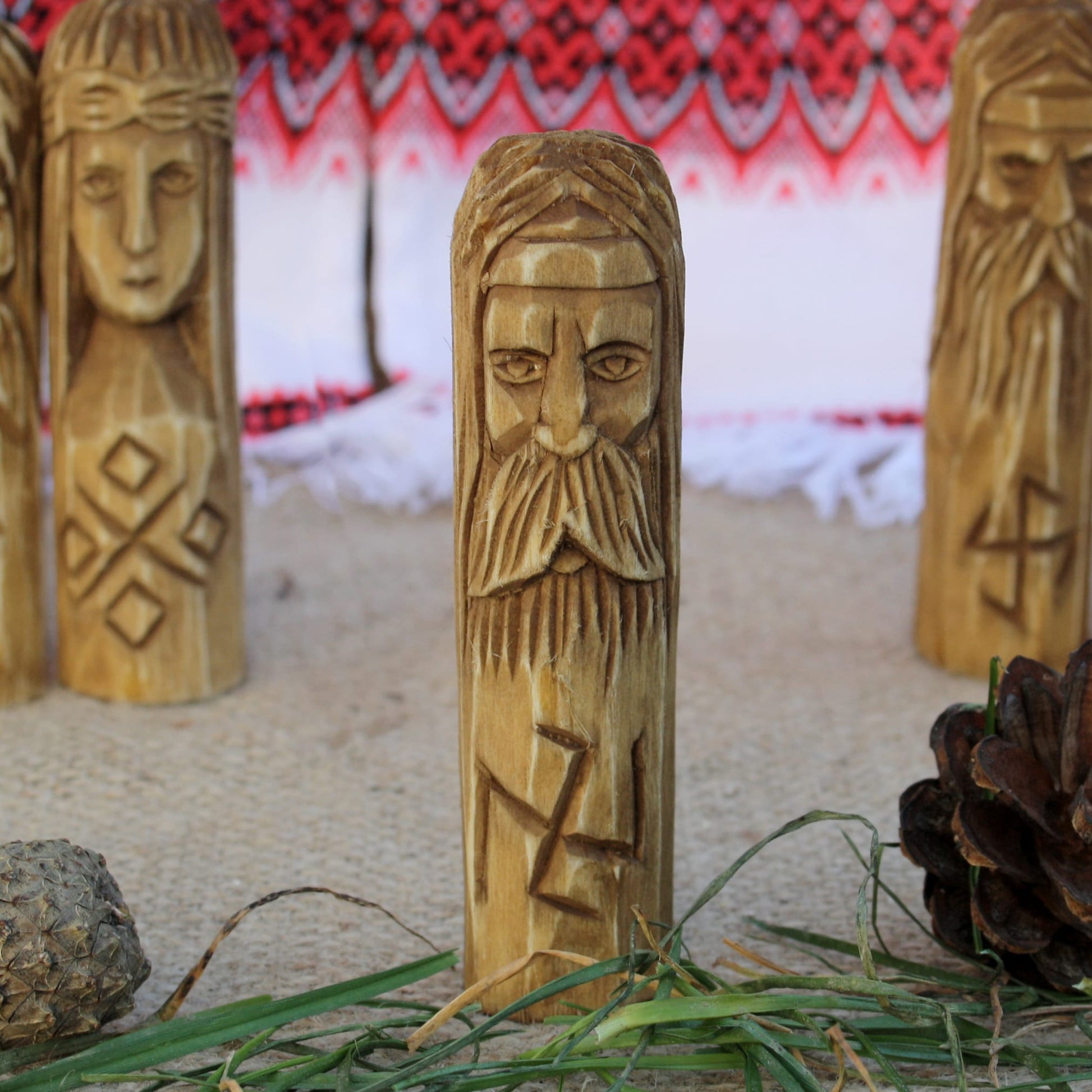 Stribog Slavic god of wind hand-carved wooden statue 10 cm