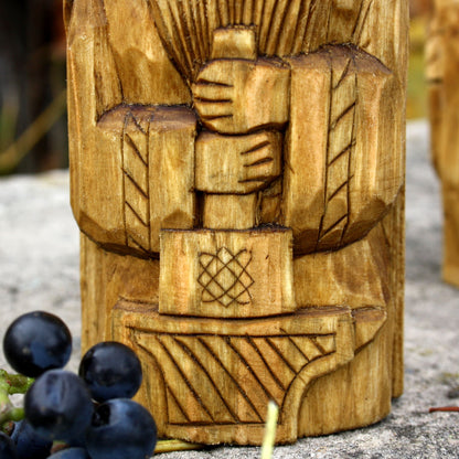 Svarog Slavic god hand carved wooden figurine 16–17 cm detail