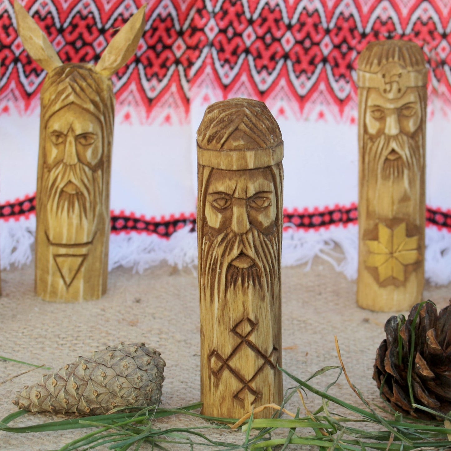 Svarog small Slavic god wooden idol 10 cm hand carved from linden wood