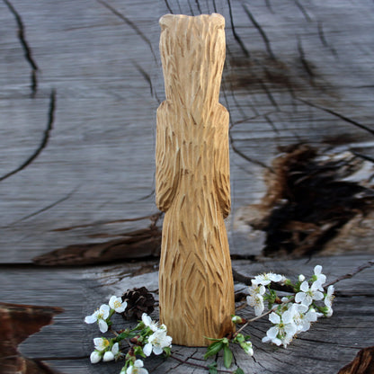 Back view of Veles Slavic God wooden statue 26 cm