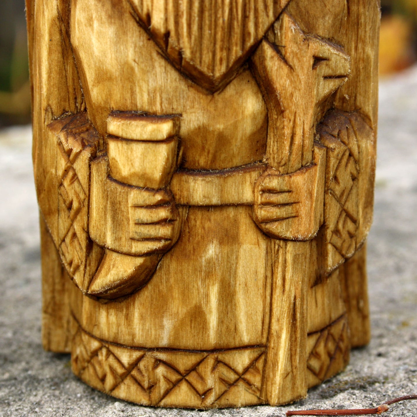Veles Slavic god hand carved wooden figurine 16–17 cm detail