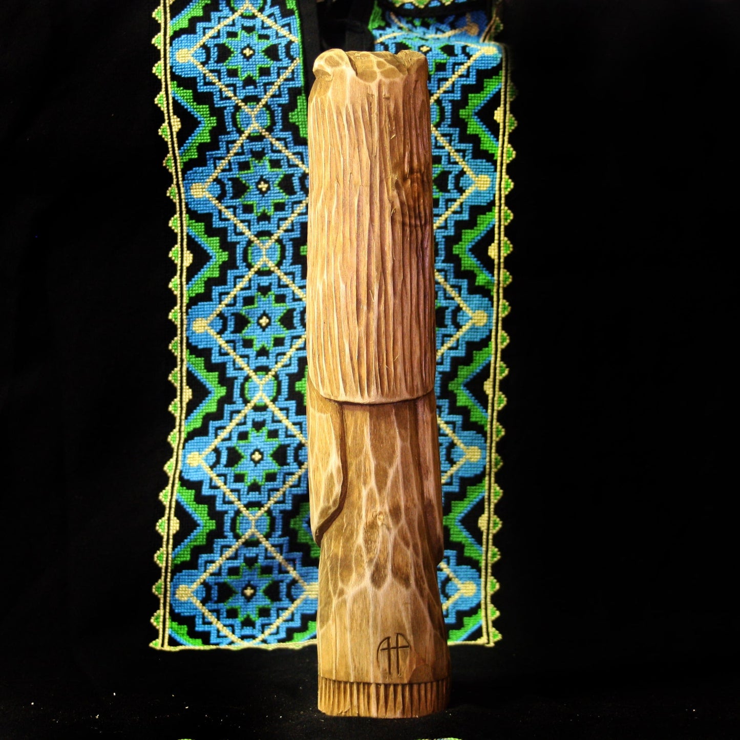 Back view of Veles Slavic God wooden idol 28.5 cm