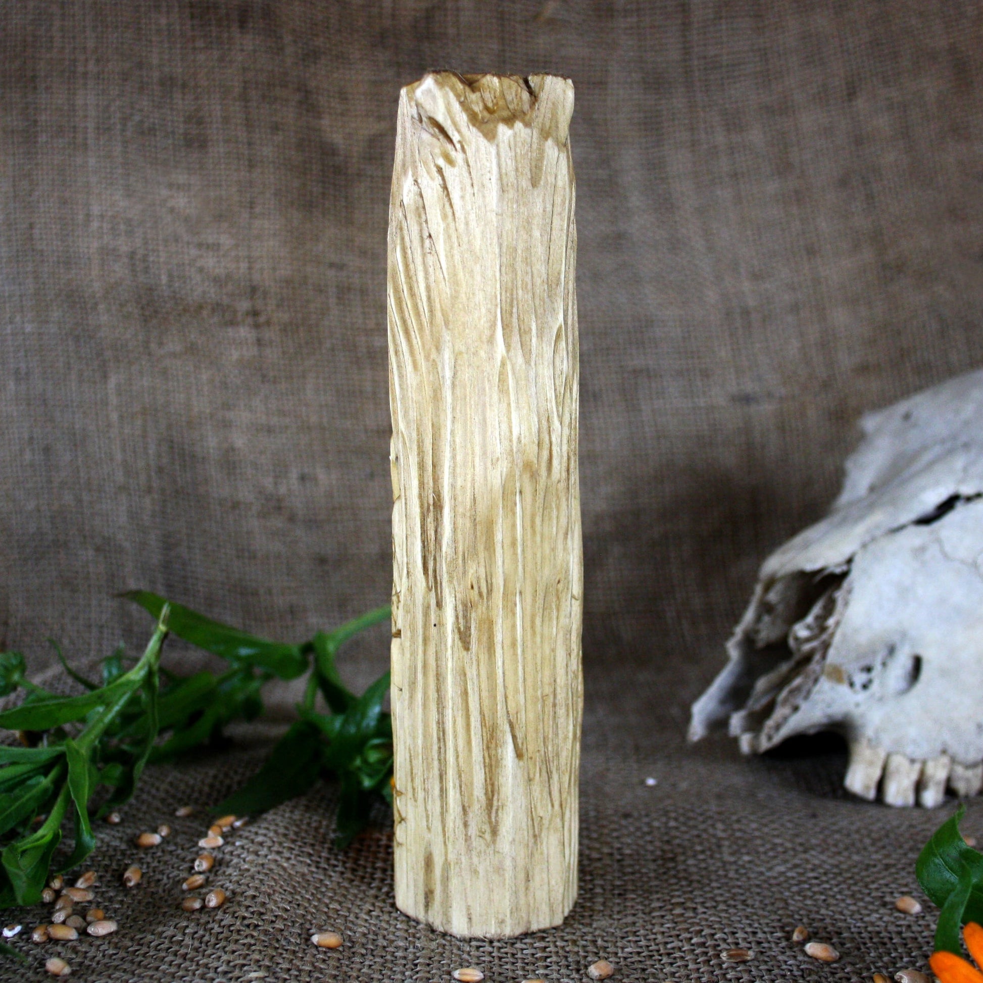 Back view of Veles Slavic wooden idol 18 cm