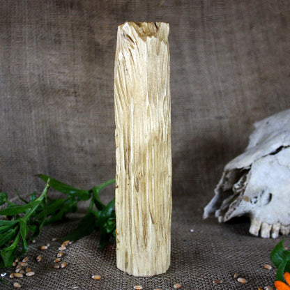 Back view of Veles Slavic wooden idol 18 cm