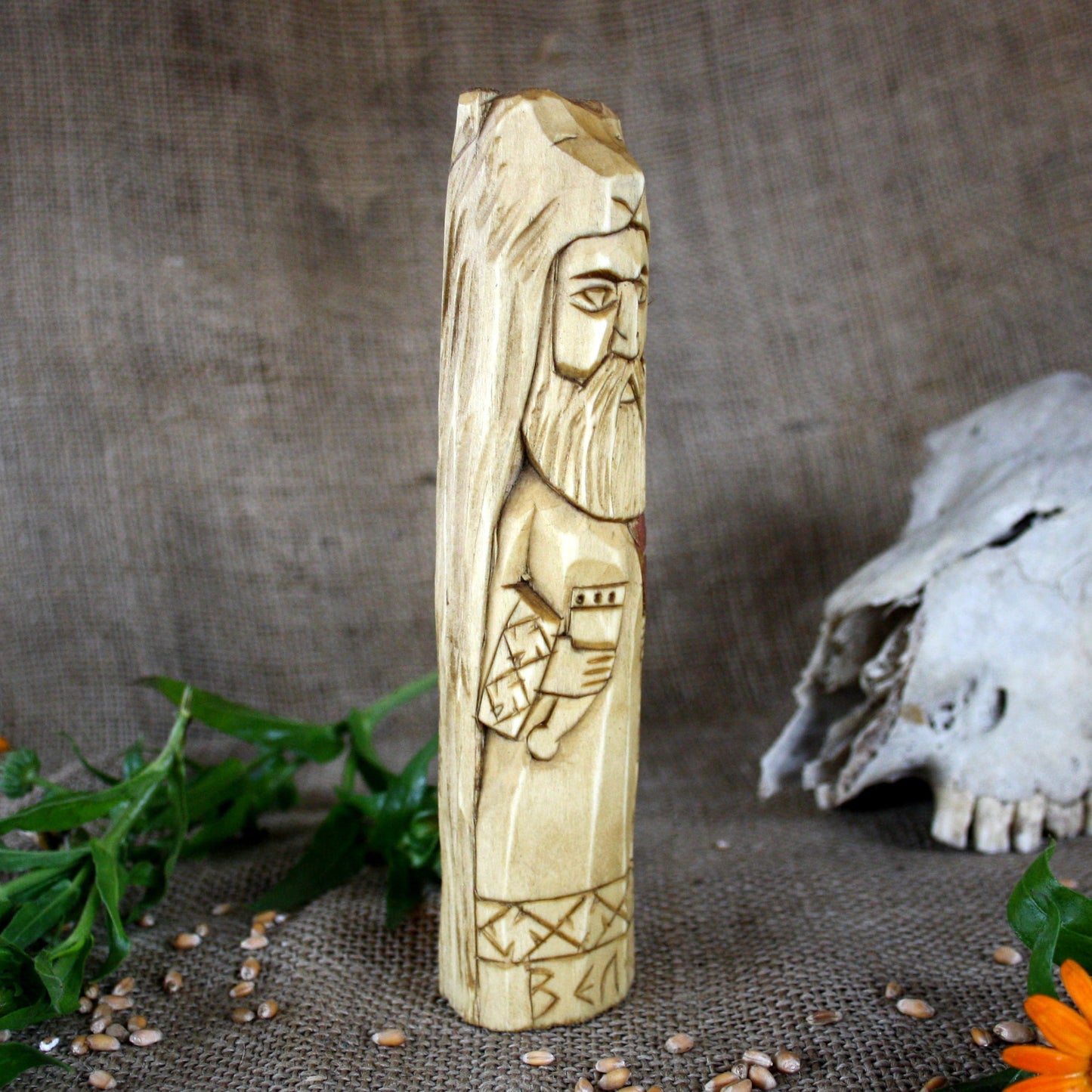 Right side of Veles Slavic wooden idol 18 cm