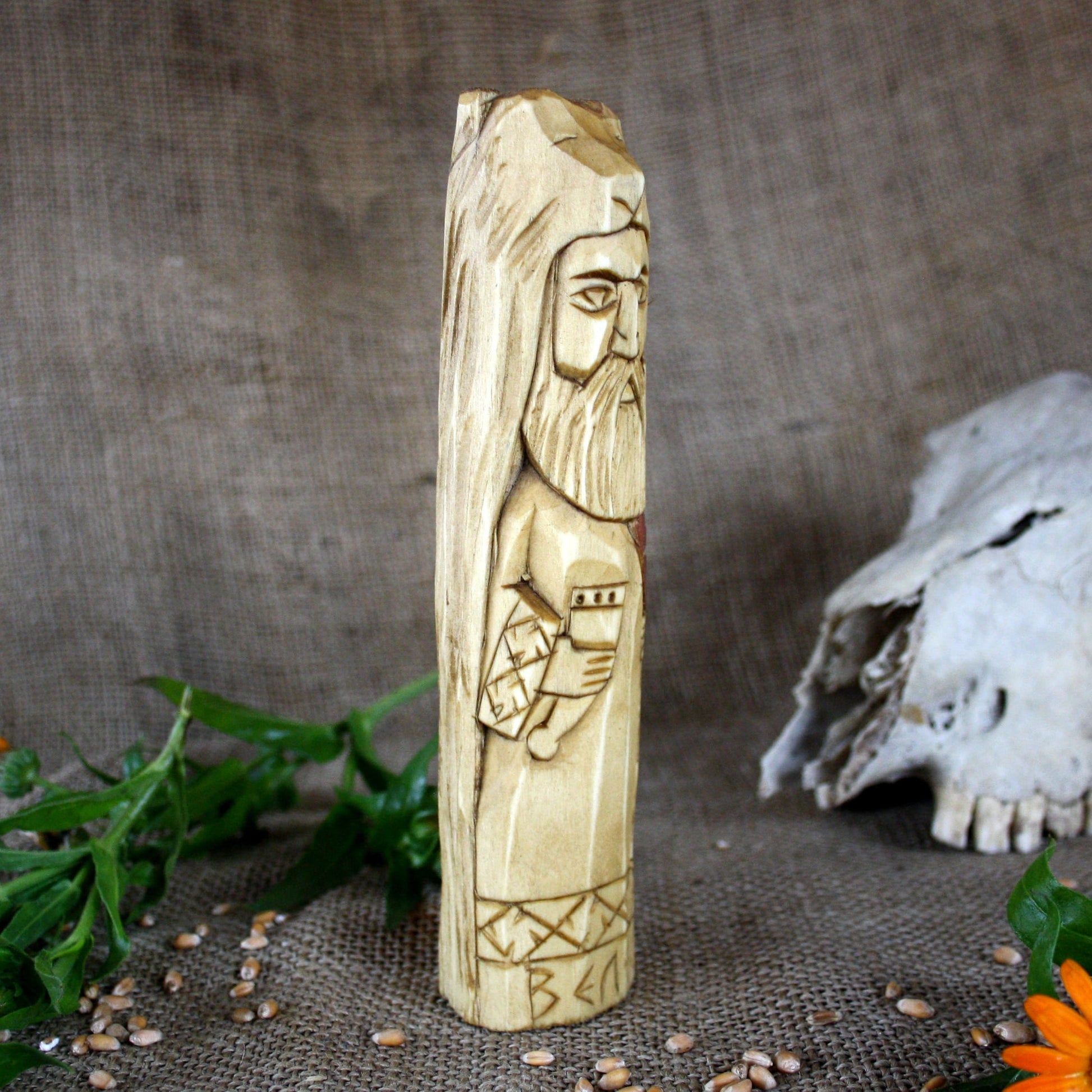 Right side of Veles Slavic wooden idol 18 cm