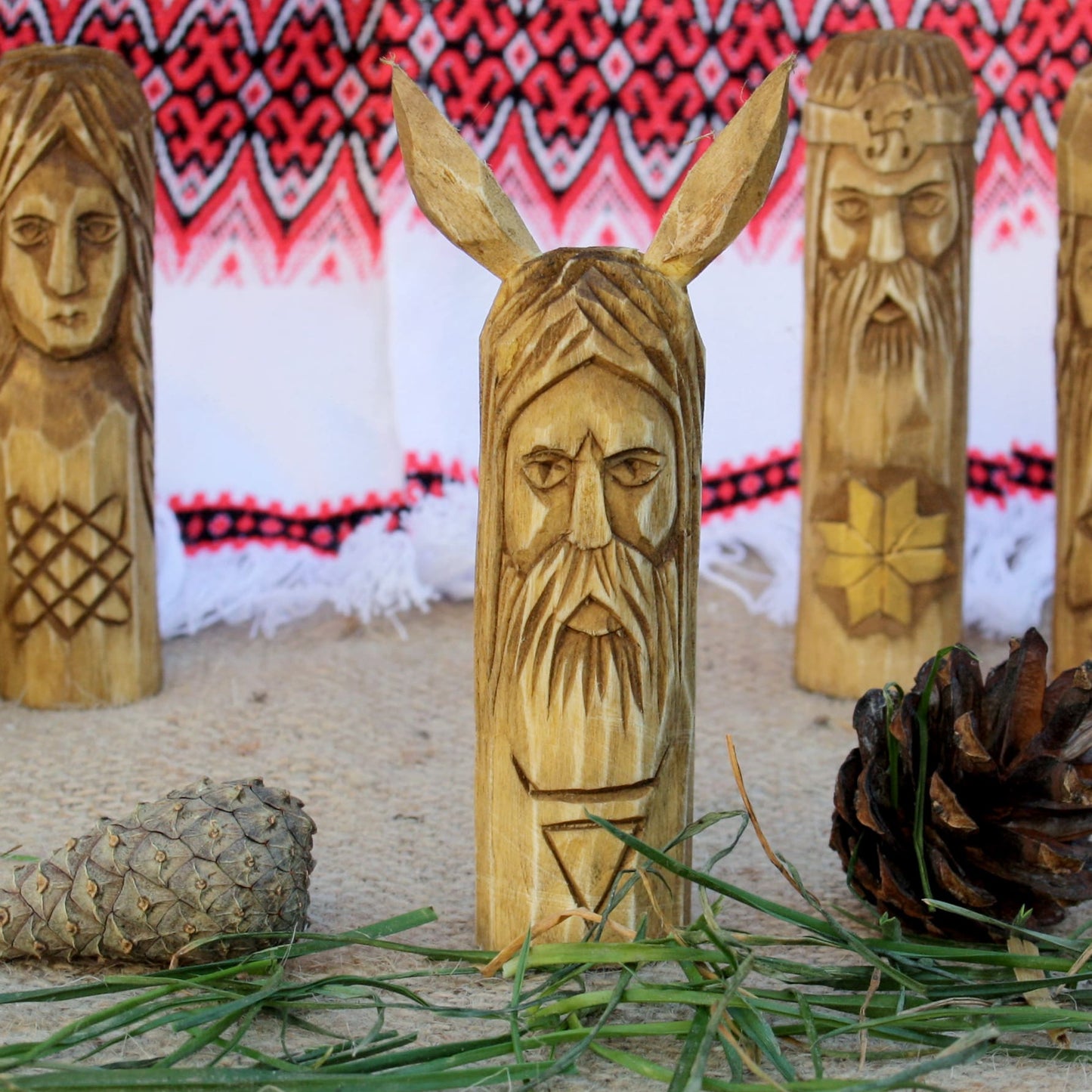 Veles small Slavic god wooden idol 10 cm hand carved from linden wood