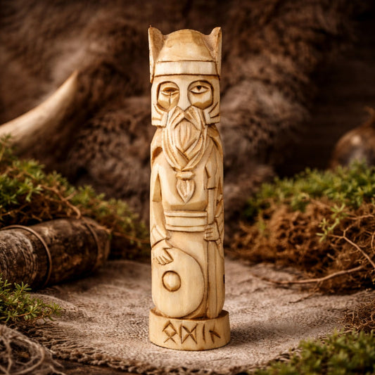 Odin – Norse God Hand-Carved Wooden Statue | 15 cm | Ancient Gods