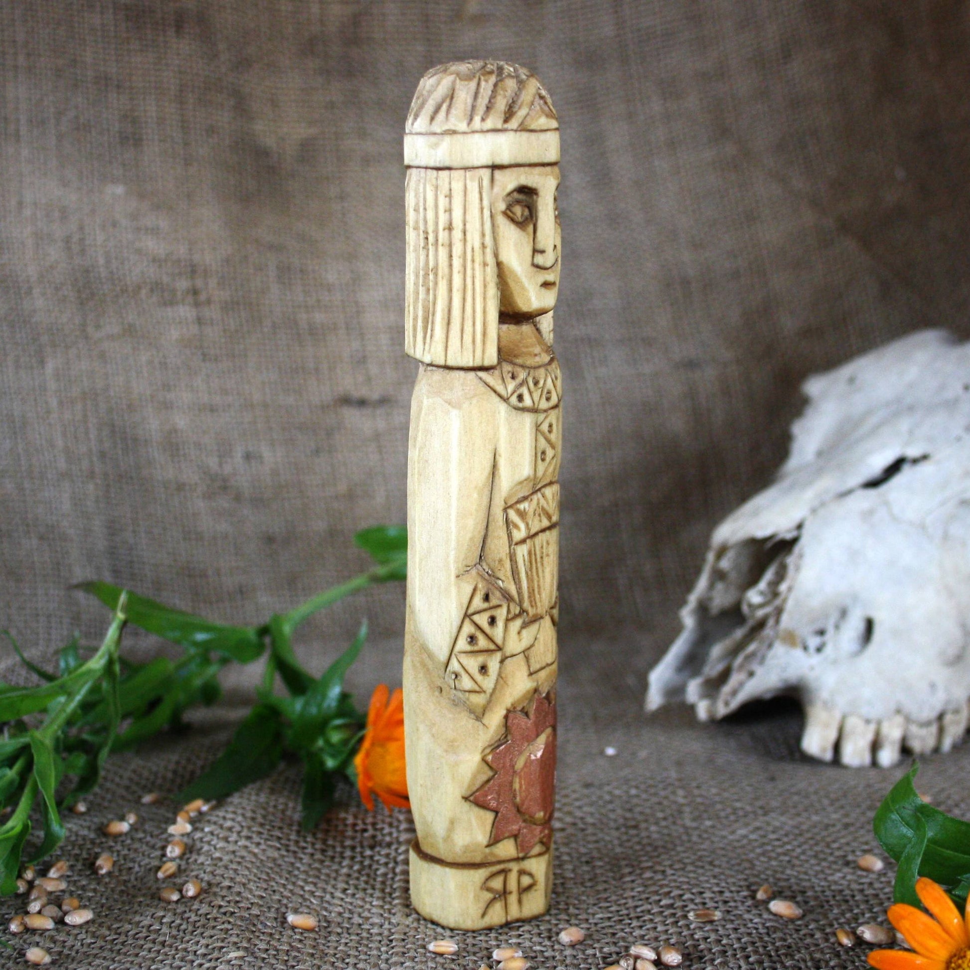 Right side of Yarilo Slavic wooden idol 18 cm