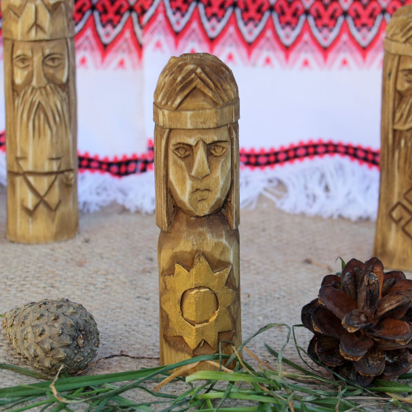 Yarylo small Slavic god wooden idol 10 cm hand carved from linden wood