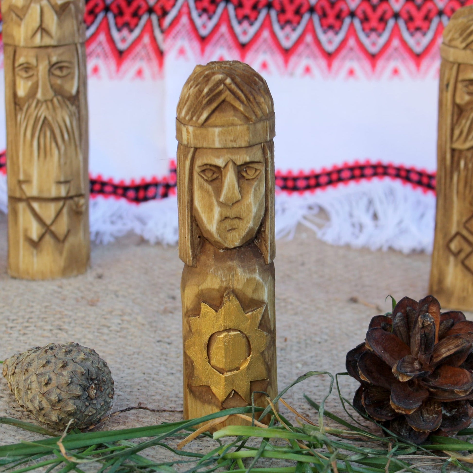 Yarylo small Slavic god wooden idol 10 cm hand carved from linden wood