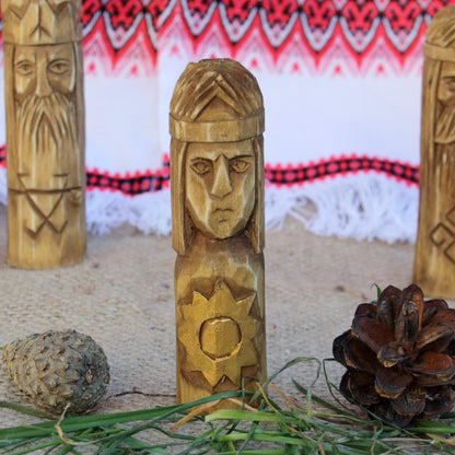 Yarylo small Slavic god wooden idol 10 cm hand carved from linden wood
