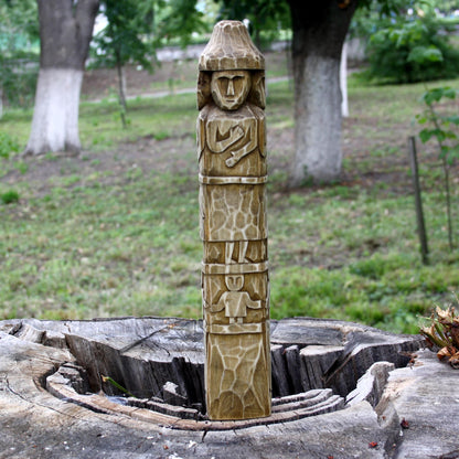 Back view part two of Zbruch Idol wooden replica