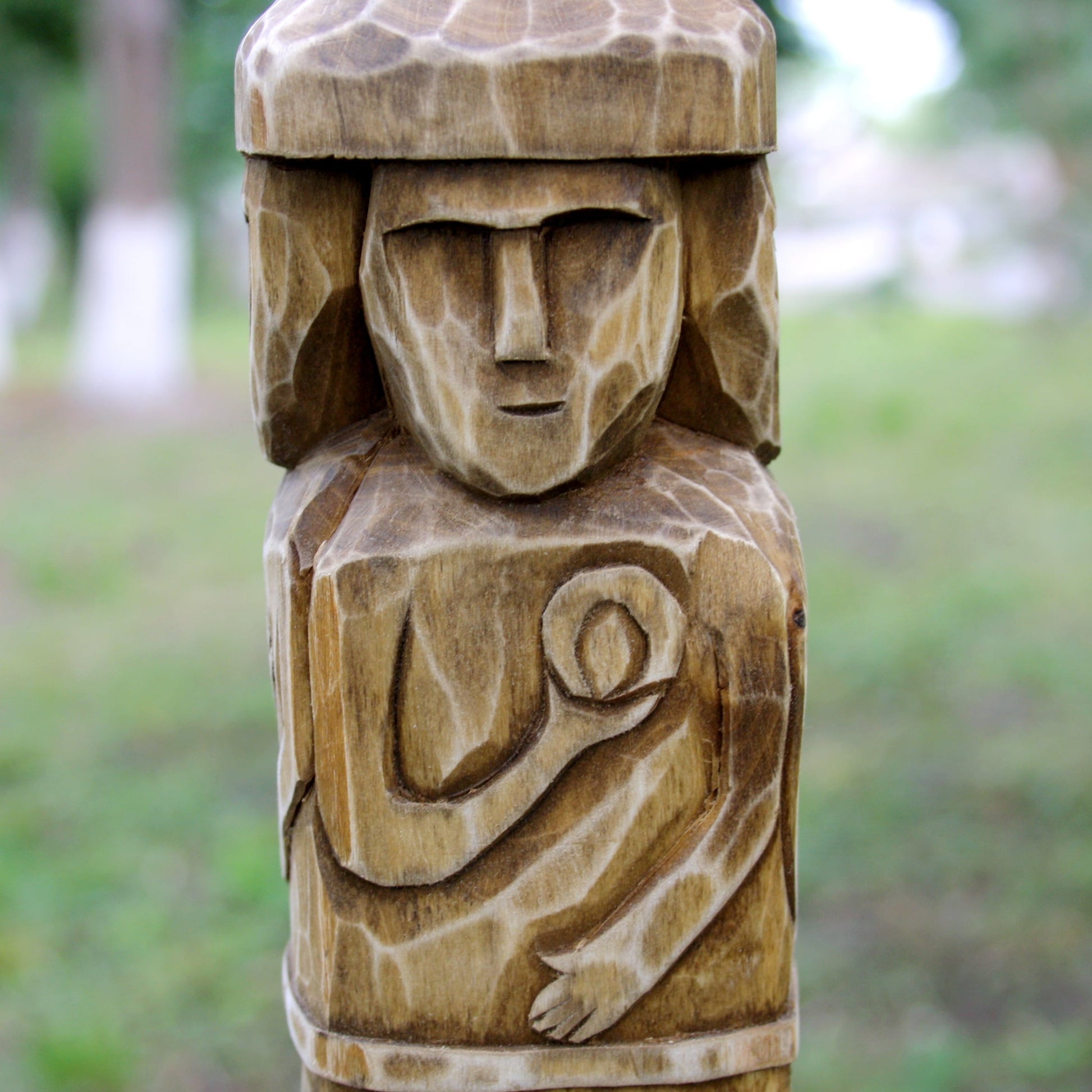 Close-up of Zbruch Idol hand carved details