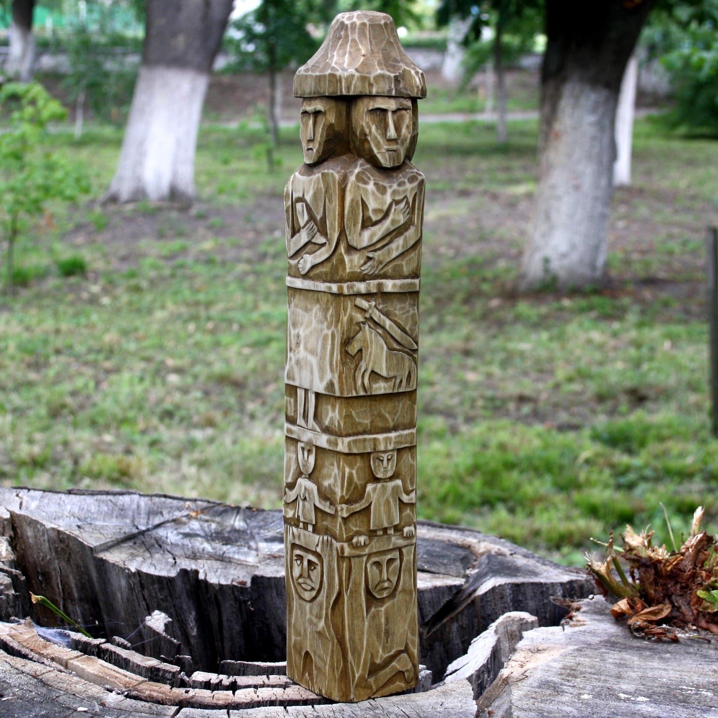 Right side one part of Zbruch Idol wooden replica