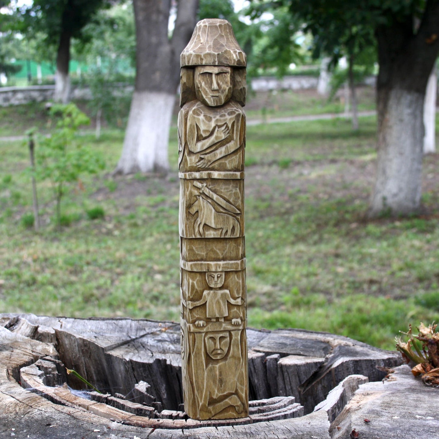 Right side two part of Zbruch Idol wooden replica