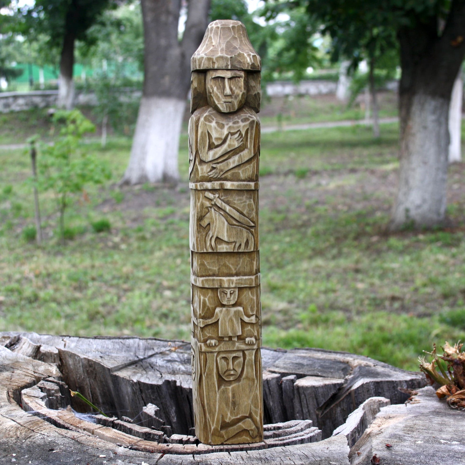 Right side two part of Zbruch Idol wooden replica