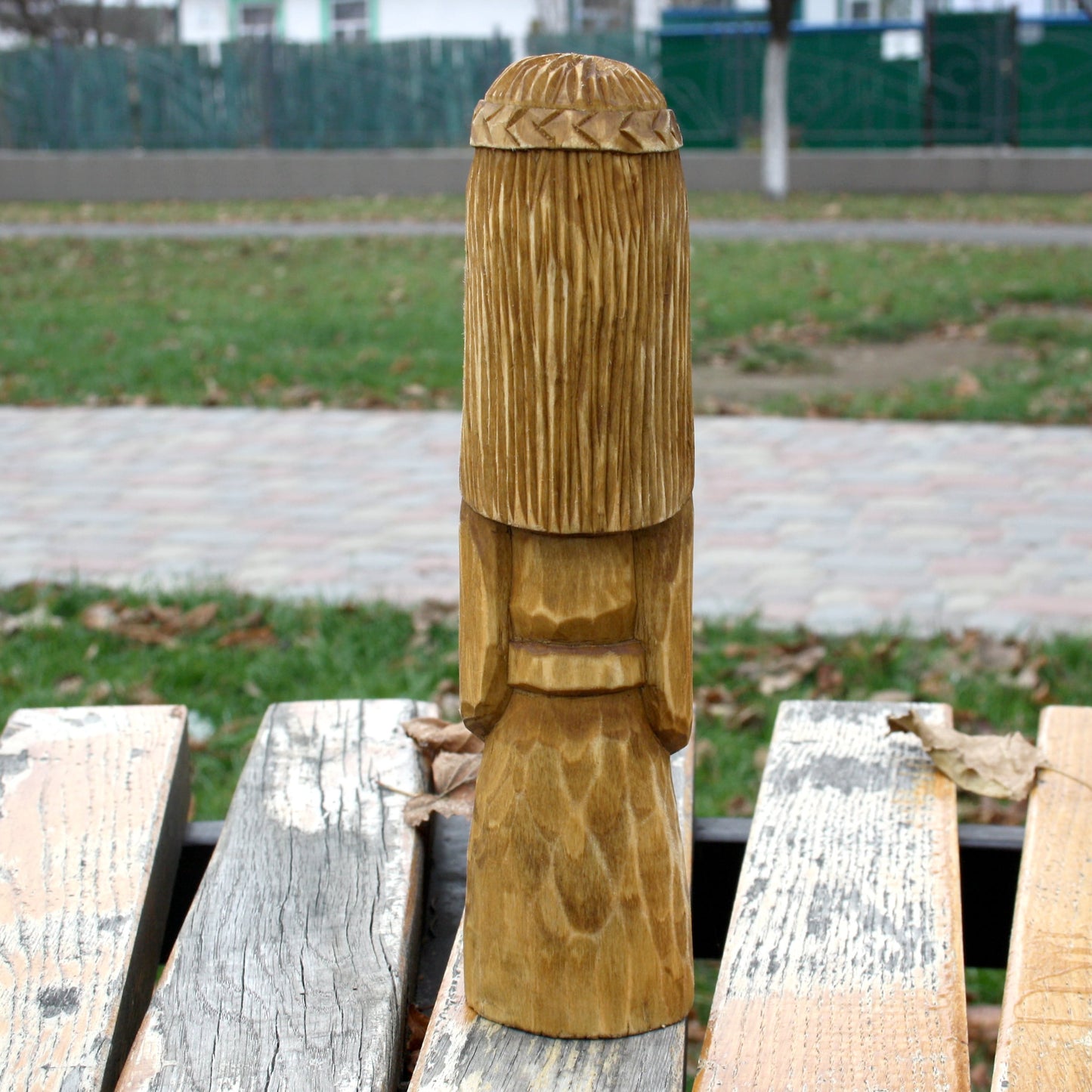 Back view of Zhiva Slavic Goddess wooden statue 25 cm