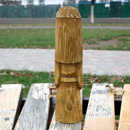 Back view of Zhiva Slavic Goddess wooden statue 25 cm