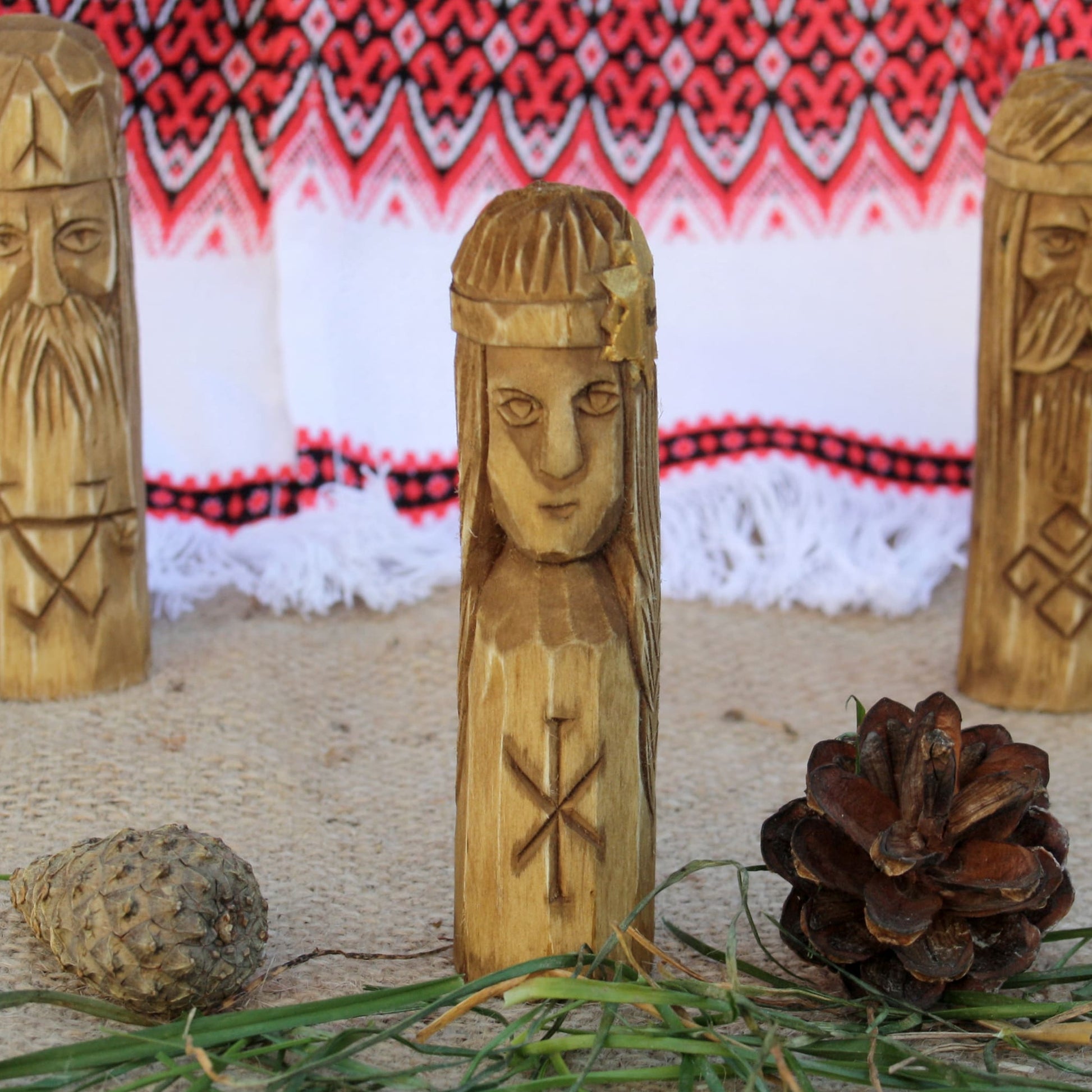Zhiva small Slavic goddess wooden idol 10 cm hand carved from linden wood